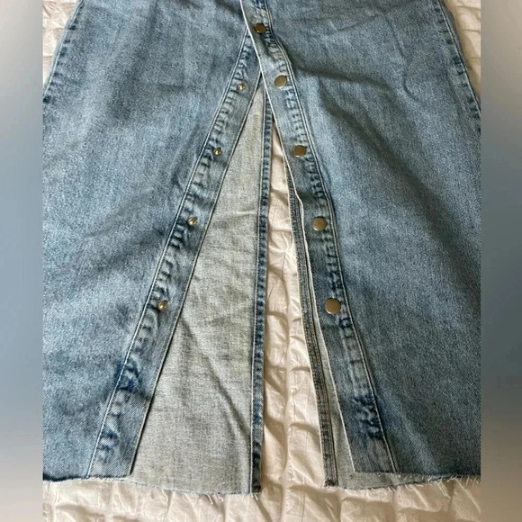 Mango denim open slits raw hem maxi skirt - Picture 2 of 8